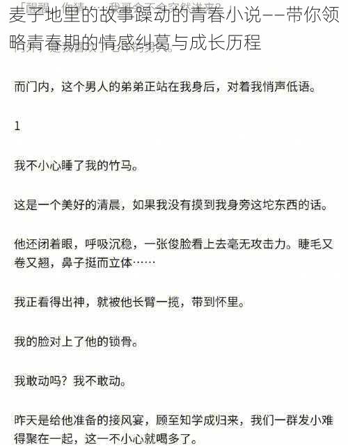 麦子地里的故事躁动的青春小说——带你领略青春期的情感纠葛与成长历程