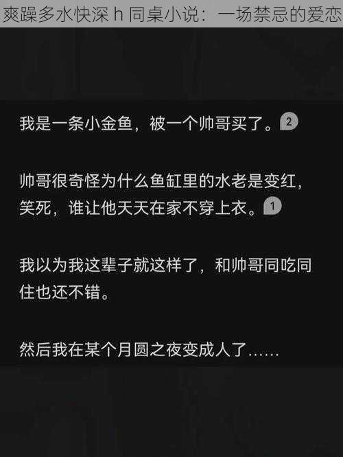 爽躁多水快深 h 同桌小说：一场禁忌的爱恋