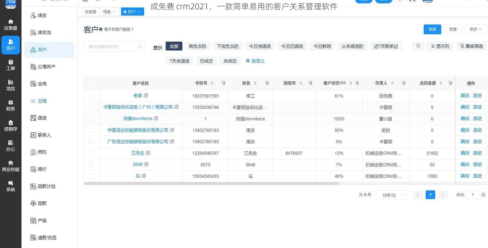 成免费 crm2021，一款简单易用的客户关系管理软件