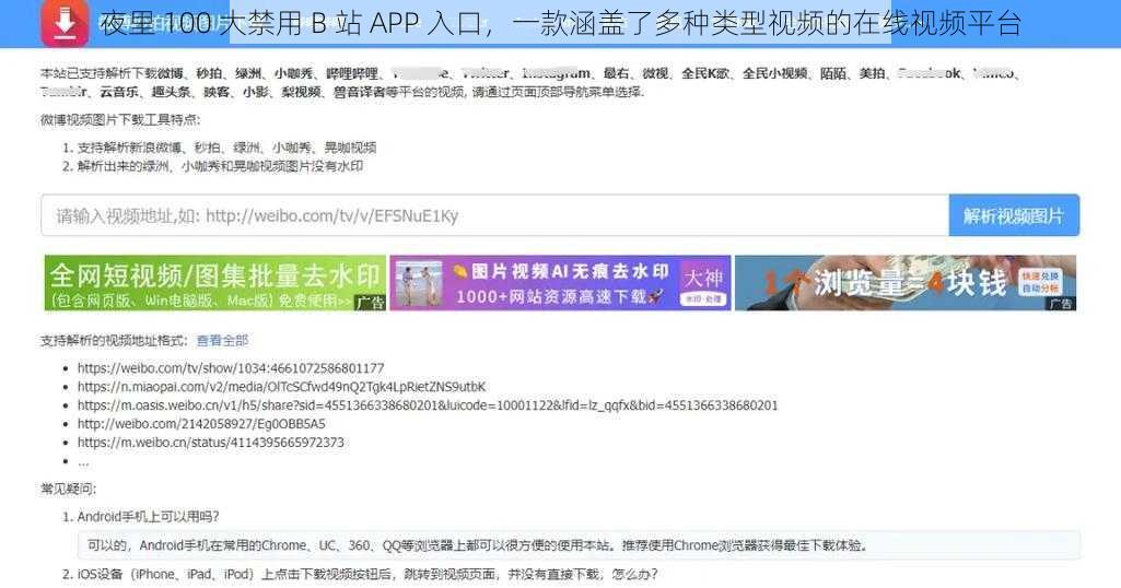 夜里 100 大禁用 B 站 APP 入口，一款涵盖了多种类型视频的在线视频平台