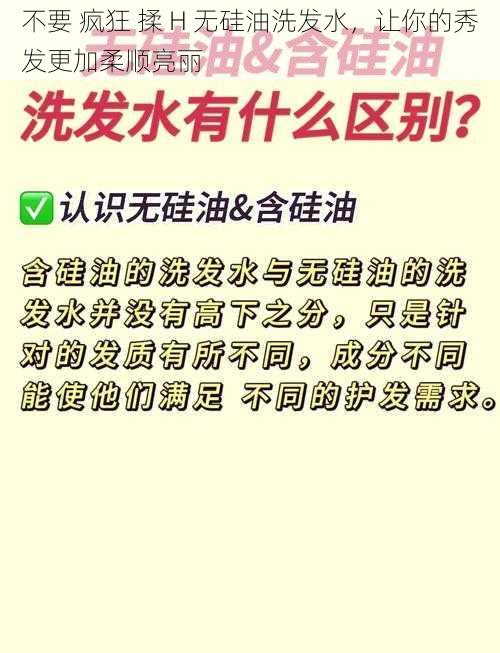 不要 疯狂 揉 H 无硅油洗发水，让你的秀发更加柔顺亮丽