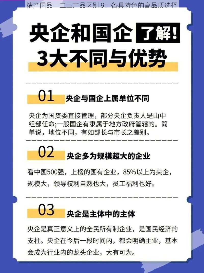 精产国品一二三产品区别 9：各具特色的高品质选择