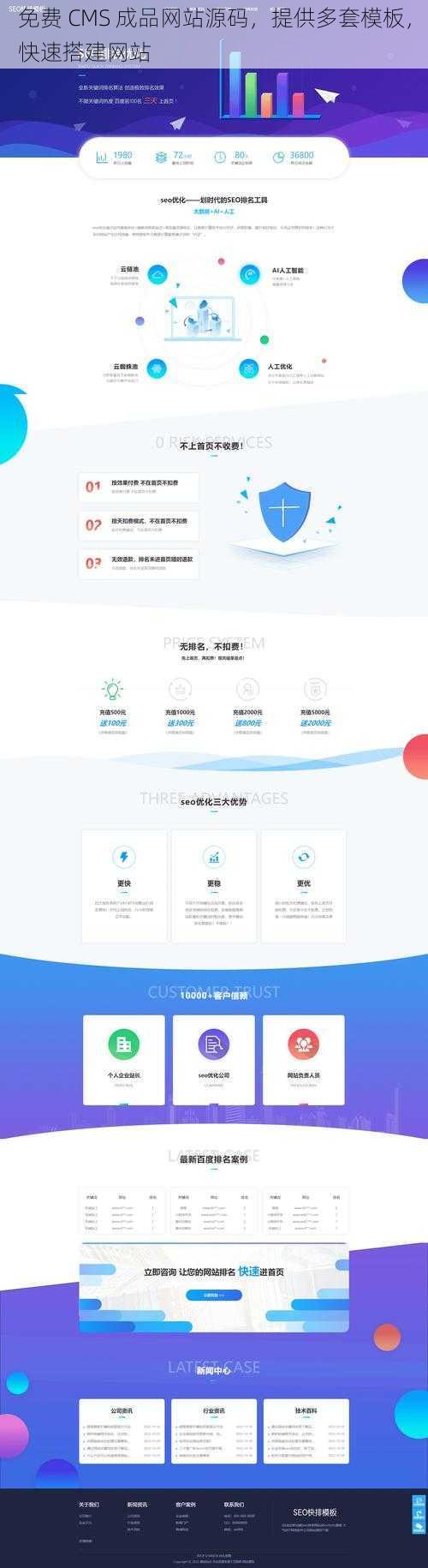 免费 CMS 成品网站源码，提供多套模板，快速搭建网站
