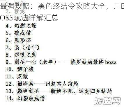 最强攻略：黑色终结令攻略大全，月BOSS玩法详解汇总