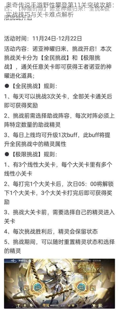 奥奇传说手游野性攀登第11关突破攻略：实战技巧与关卡难点解析