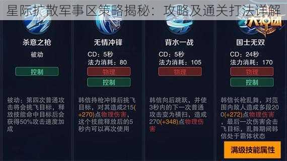 星际扩散军事区策略揭秘：攻略及通关打法详解