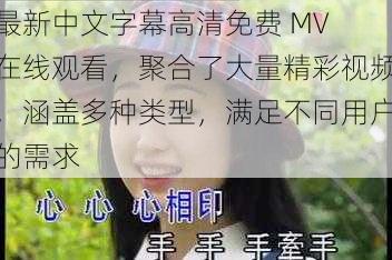 最新中文字幕高清免费 MV 在线观看，聚合了大量精彩视频，涵盖多种类型，满足不同用户的需求