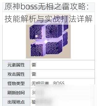 原神boss无相之雷攻略：技能解析与实战打法详解