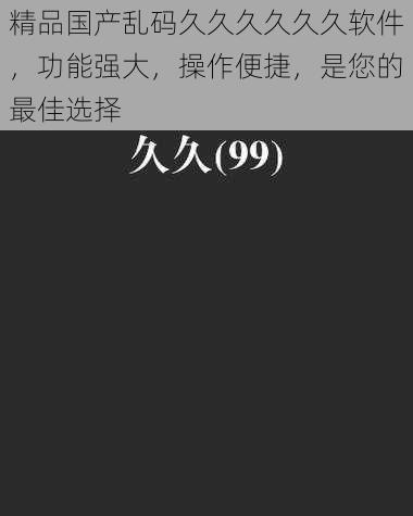 精品国产乱码久久久久久久软件，功能强大，操作便捷，是您的最佳选择