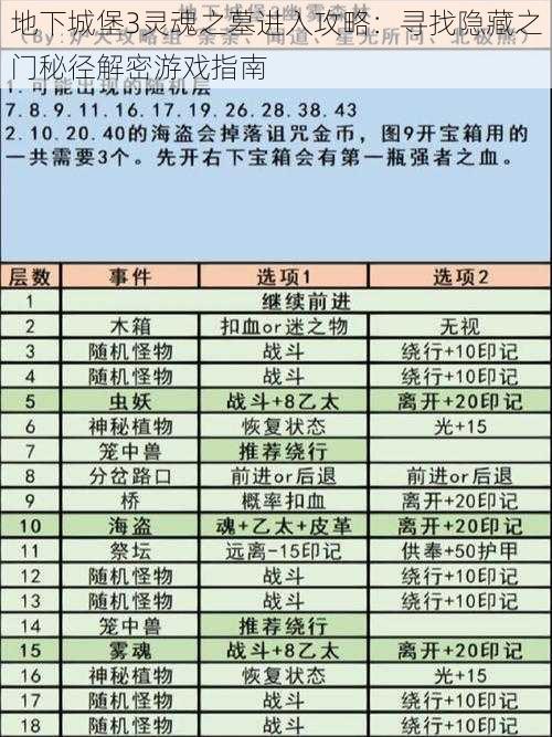 地下城堡3灵魂之墓进入攻略：寻找隐藏之门秘径解密游戏指南