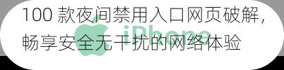 100 款夜间禁用入口网页破解，畅享安全无干扰的网络体验