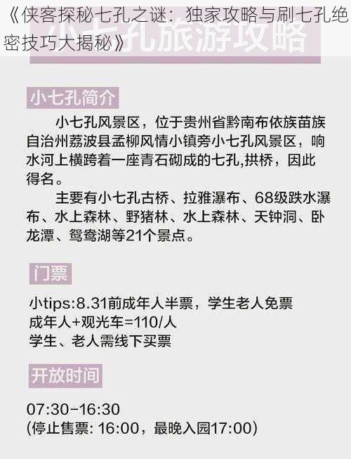 《侠客探秘七孔之谜：独家攻略与刷七孔绝密技巧大揭秘》