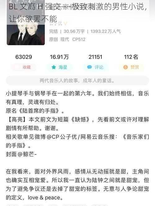 BL 文高 H 强交——极致刺激的男性小说，让你欲罢不能