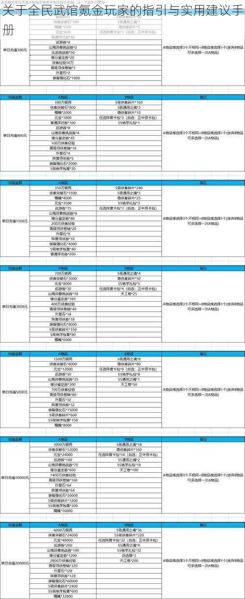 关于全民武馆氪金玩家的指引与实用建议手册