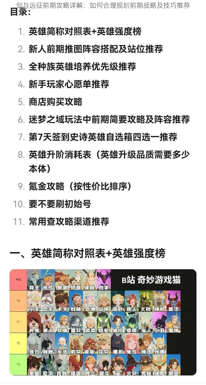 剑与远征前期攻略详解：如何合理规划前期战略及技巧推荐