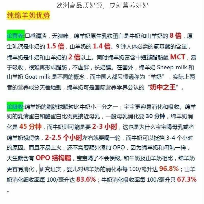 欧洲高品质奶源，成就营养好奶