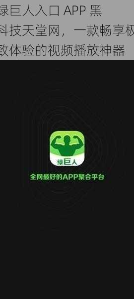 绿巨人入口 APP 黑科技天堂网，一款畅享极致体验的视频播放神器