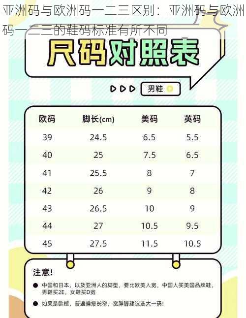 亚洲码与欧洲码一二三区别：亚洲码与欧洲码一二三的鞋码标准有所不同