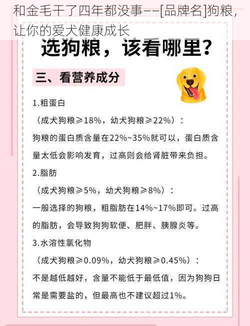 和金毛干了四年都没事——[品牌名]狗粮，让你的爱犬健康成长