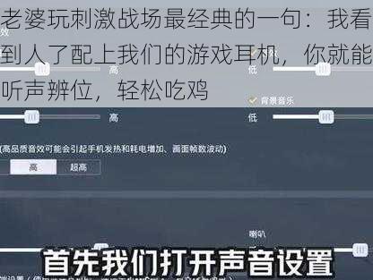 老婆玩刺激战场最经典的一句：我看到人了配上我们的游戏耳机，你就能听声辨位，轻松吃鸡