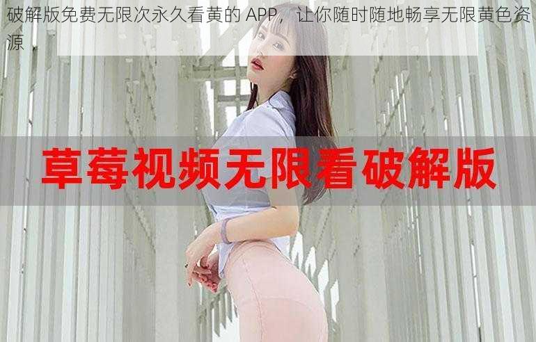 破解版免费无限次永久看黄的 APP，让你随时随地畅享无限黄色资源