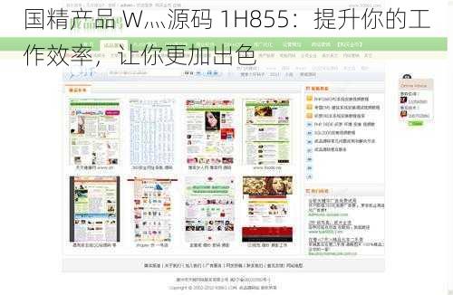 国精产品 W灬源码 1H855：提升你的工作效率，让你更加出色