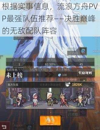 根据实事信息，流浪方舟PVP最强队伍推荐——决胜巅峰的无敌配队阵容