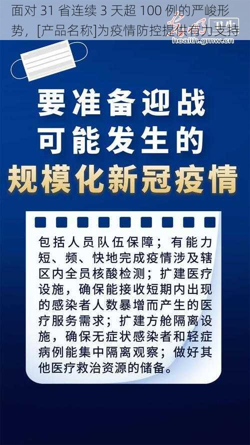 面对 31 省连续 3 天超 100 例的严峻形势，[产品名称]为疫情防控提供有力支持