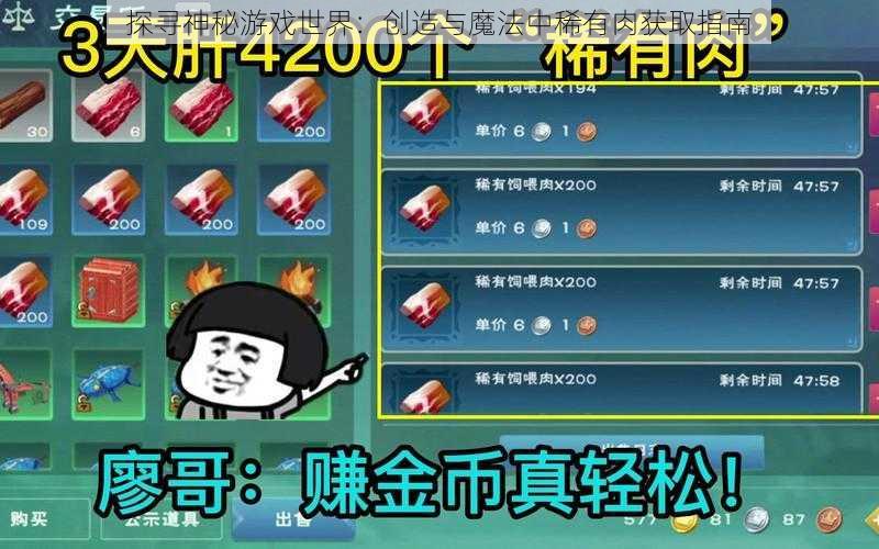 探寻神秘游戏世界：创造与魔法中稀有肉获取指南