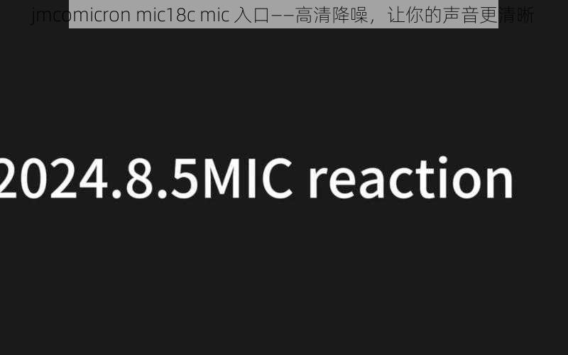 jmcomicron mic18c mic 入口——高清降噪，让你的声音更清晰