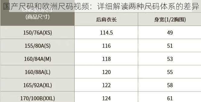 国产尺码和欧洲尺码视频：详细解读两种尺码体系的差异