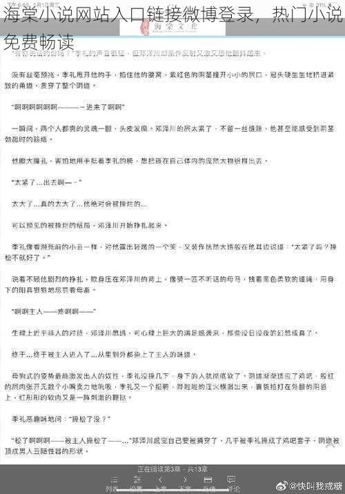 海棠小说网站入口链接微博登录，热门小说免费畅读