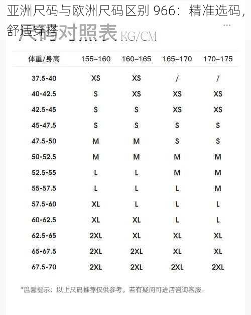 亚洲尺码与欧洲尺码区别 966：精准选码，舒适穿搭