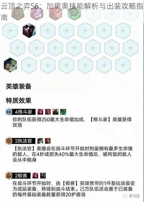 云顶之弈S6：加里奥技能解析与出装攻略指南