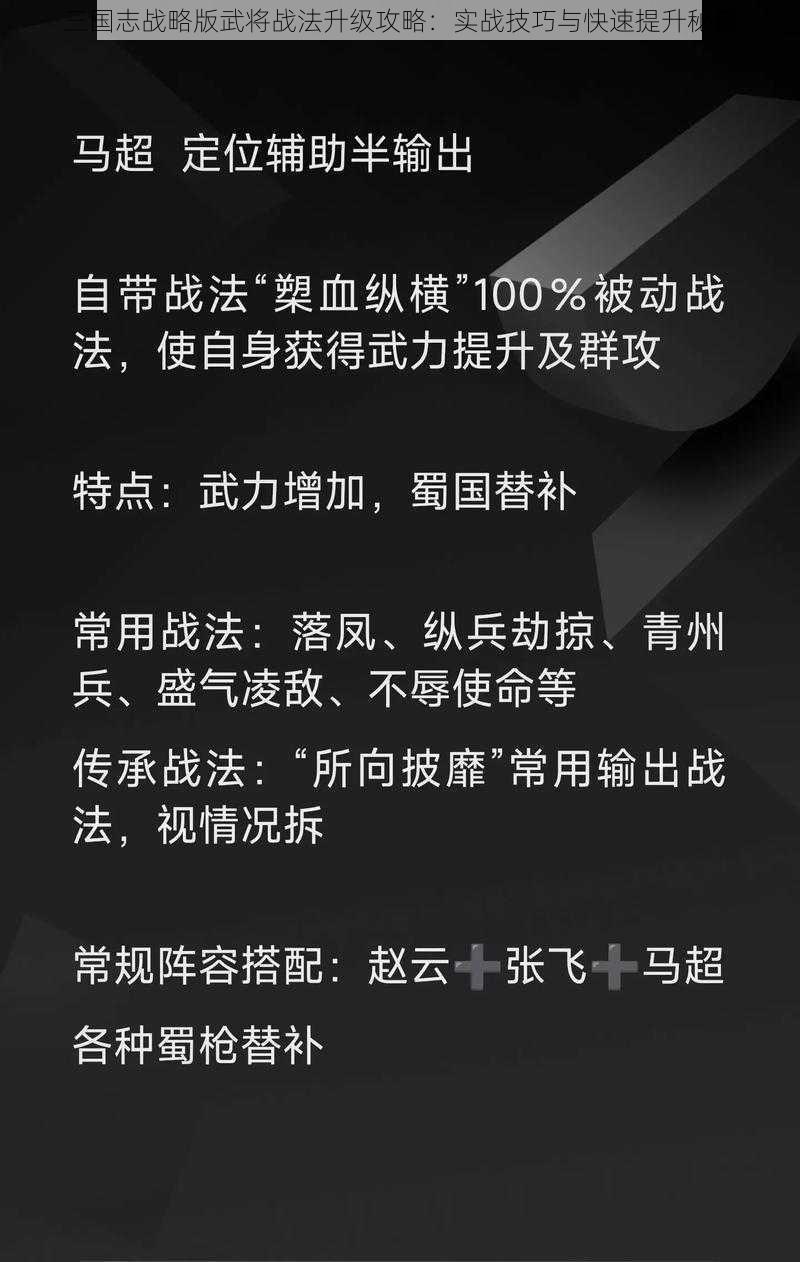 三国志战略版武将战法升级攻略：实战技巧与快速提升秘籍