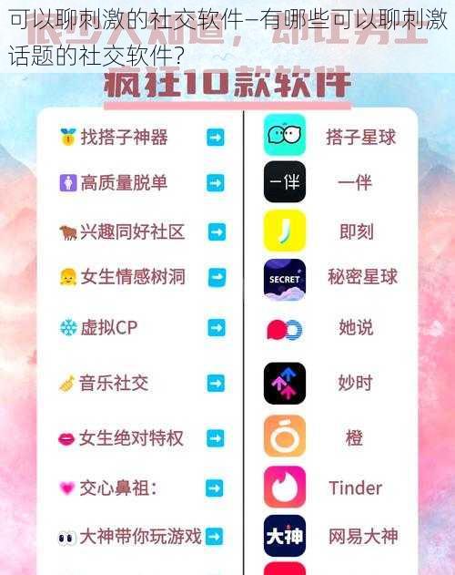 可以聊刺激的社交软件—有哪些可以聊刺激话题的社交软件？