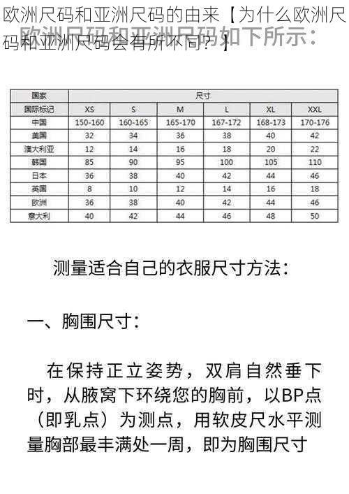 欧洲尺码和亚洲尺码的由来【为什么欧洲尺码和亚洲尺码会有所不同？】