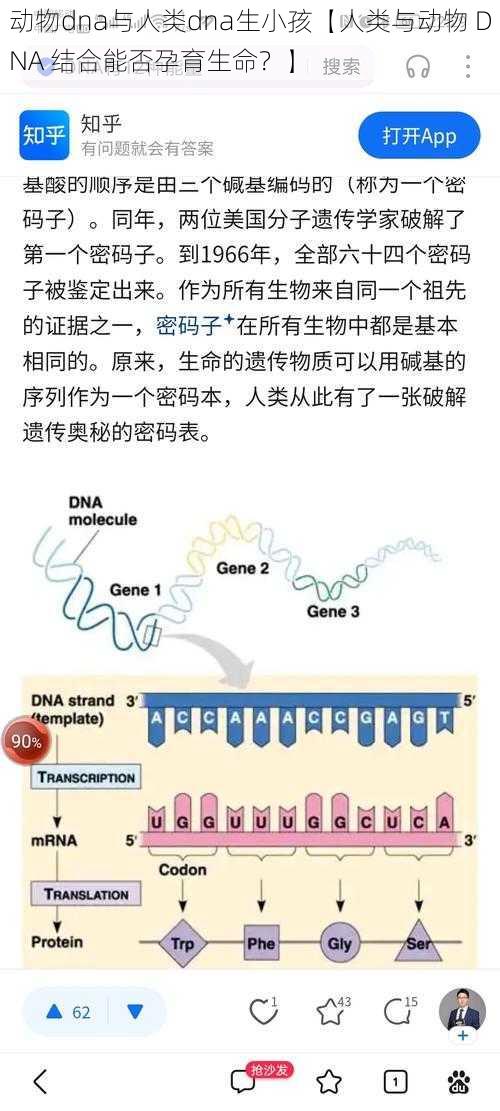 动物dna与人类dna生小孩【人类与动物 DNA 结合能否孕育生命？】