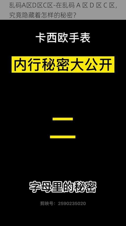 乱码A区D区C区-在乱码 A 区 D 区 C 区，究竟隐藏着怎样的秘密？