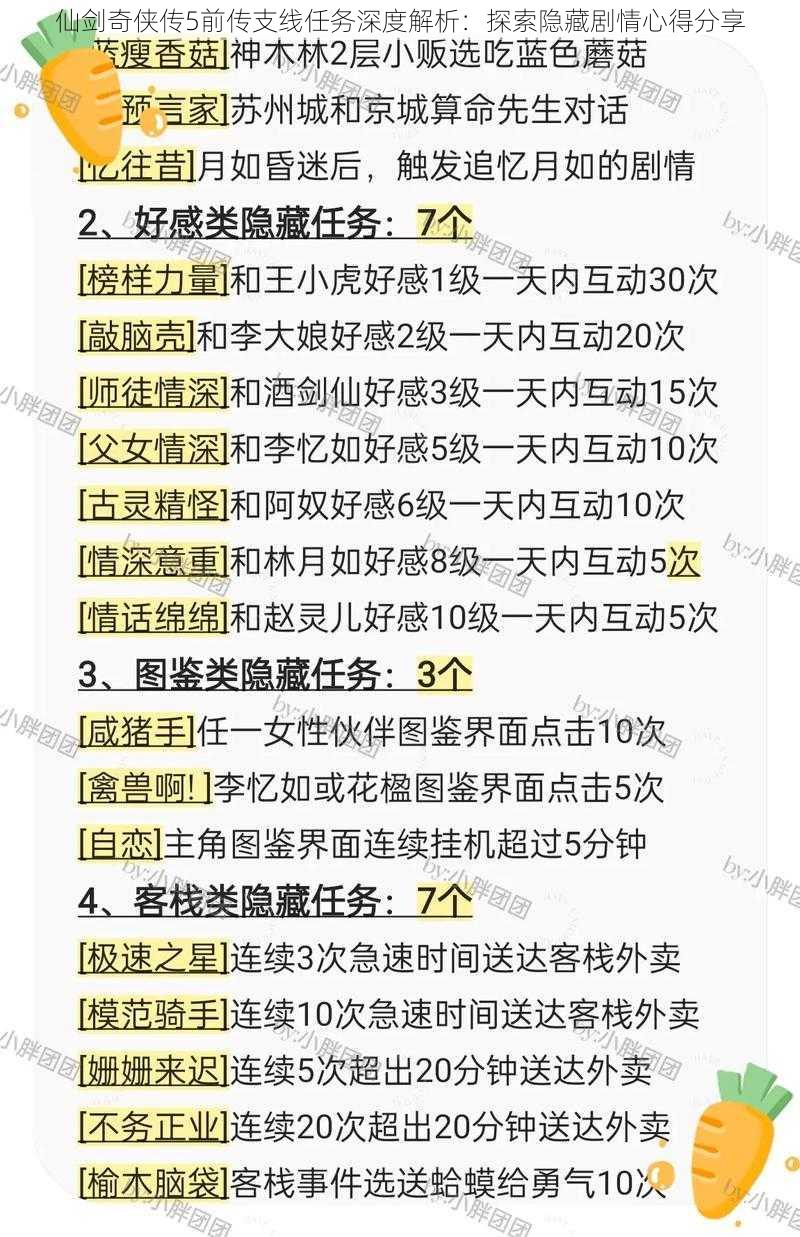 仙剑奇侠传5前传支线任务深度解析：探索隐藏剧情心得分享