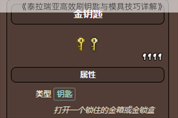 《泰拉瑞亚高效刷钥匙与模具技巧详解》