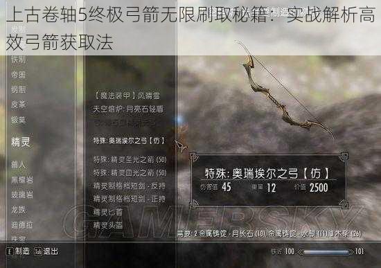 上古卷轴5终极弓箭无限刷取秘籍：实战解析高效弓箭获取法