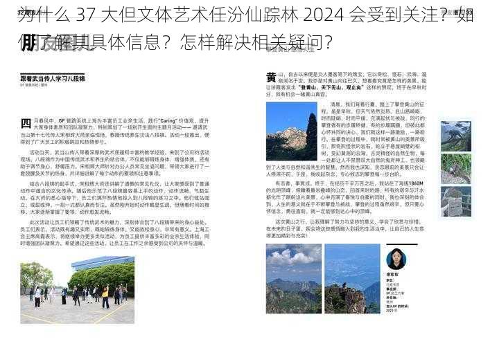 为什么 37 大但文体艺术任汾仙踪林 2024 会受到关注？如何了解其具体信息？怎样解决相关疑问？