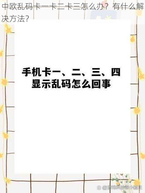 中欧乱码卡一卡二卡三怎么办？有什么解决方法？