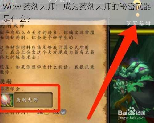 Wow 药剂大师：成为药剂大师的秘密武器是什么？