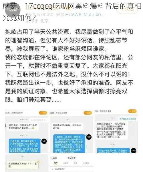 蘑菇：17ccgcg吃瓜网黑料爆料背后的真相究竟如何？