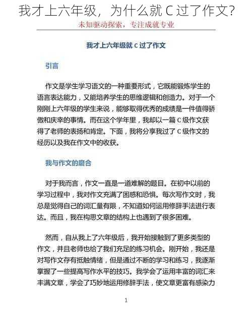 我才上六年级，为什么就 C 过了作文？