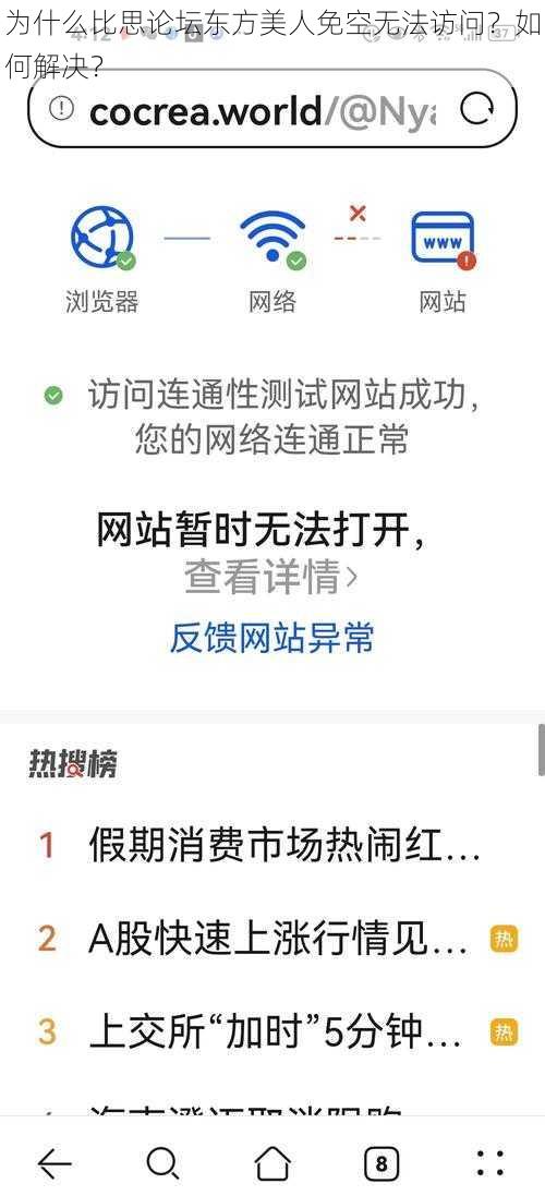 为什么比思论坛东方美人免空无法访问？如何解决？