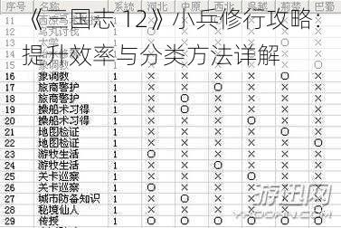 《三国志 12》小兵修行攻略：提升效率与分类方法详解