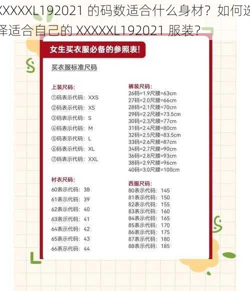 XXXXXL192021 的码数适合什么身材？如何选择适合自己的 XXXXXL192021 服装？